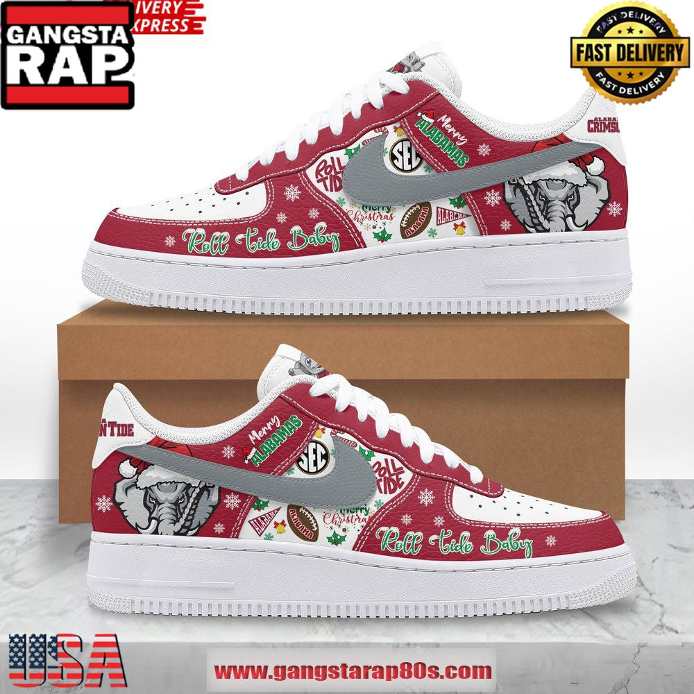 Alabama Crimson Tide Merry Christmas Air Force 1 Running Sneakers Shoes