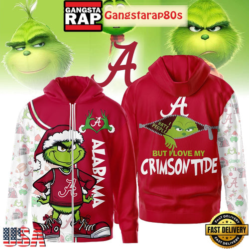 Alabama Crimson Tide NCAA Funny Grinch Football Unisex Zip Hoodie