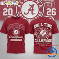 Alabama Crimson Tide NCAA Road to Glory 2026 Football Champions 3D Shirt