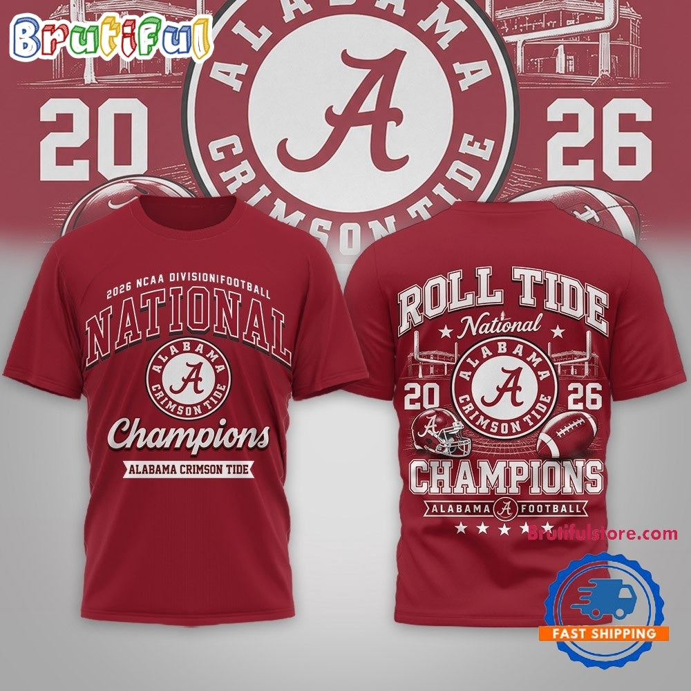 Alabama Crimson Tide NCAA Road to Glory 2026 Football Champions 3D Shirt