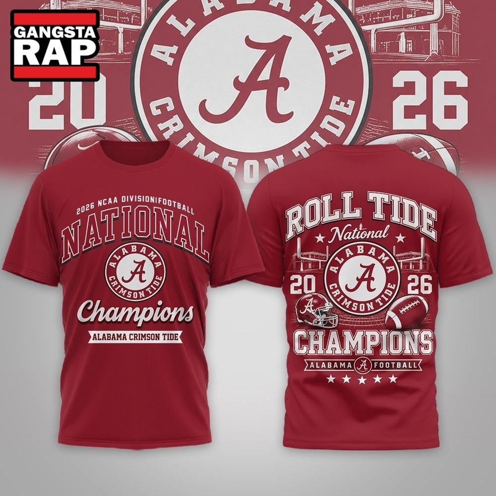 Alabama Crimson Tide NCAA Road to Glory 2026 Football Champions 3D Shirt