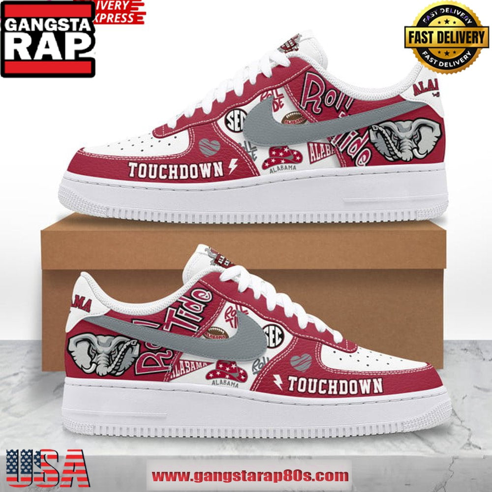 Alabama Crimson Tide Touchdown Air Force 1 Running Sneakers Shoes