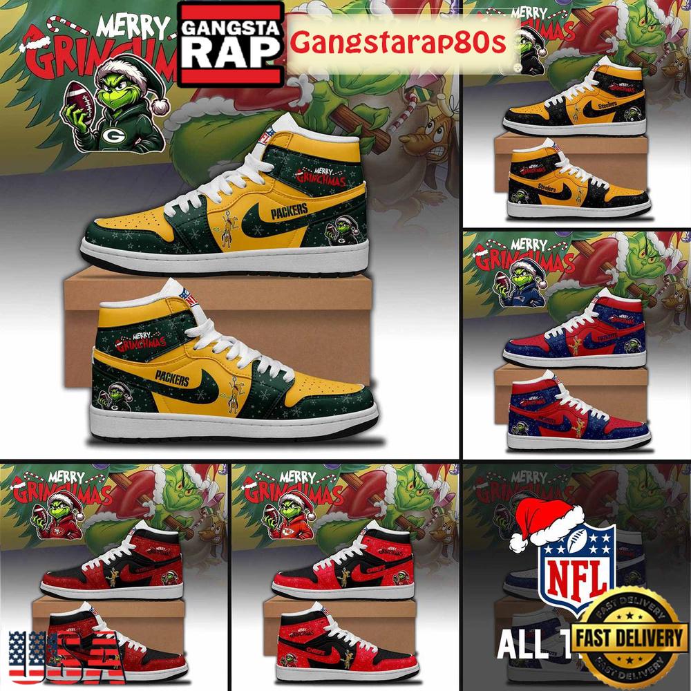 All NFL Team x Merry Grinchmas 2025 Air Jordan 1 Sneakers Shoes