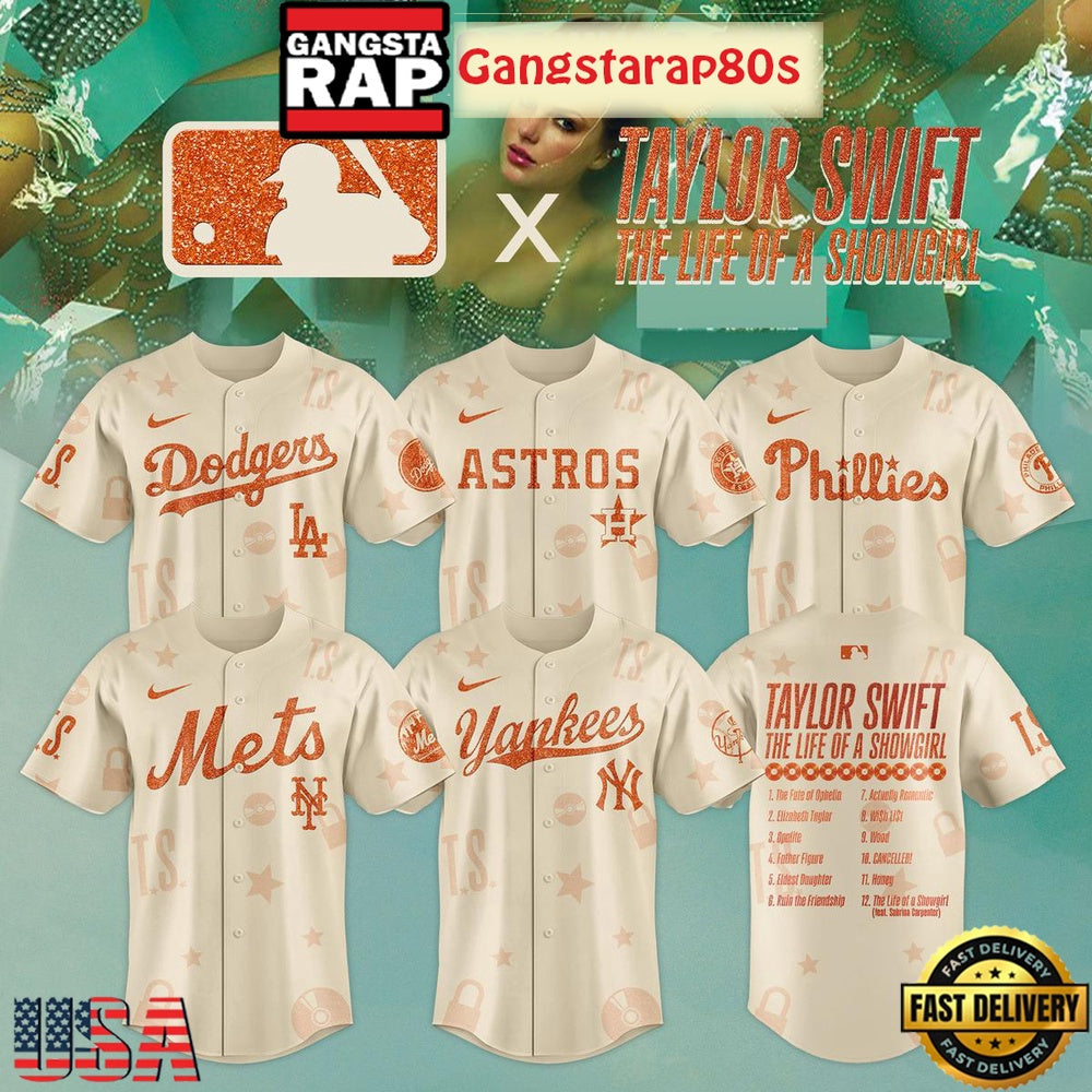 All Team MLB Celebration Taylor Swift New Album 2025 The Life Of A Showgirl Baseball Jersey
