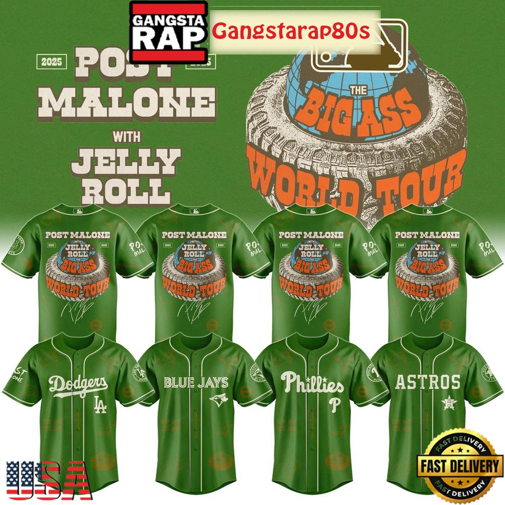 All Team MLB x Post Malone With Jelly Roll World Tour 2025 Special Baseball Jersey