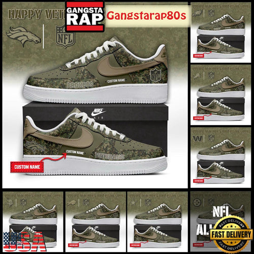All Team NFL Happy Veteran Day Night Game Custom Name Air Force 1 Sneakers Shoes