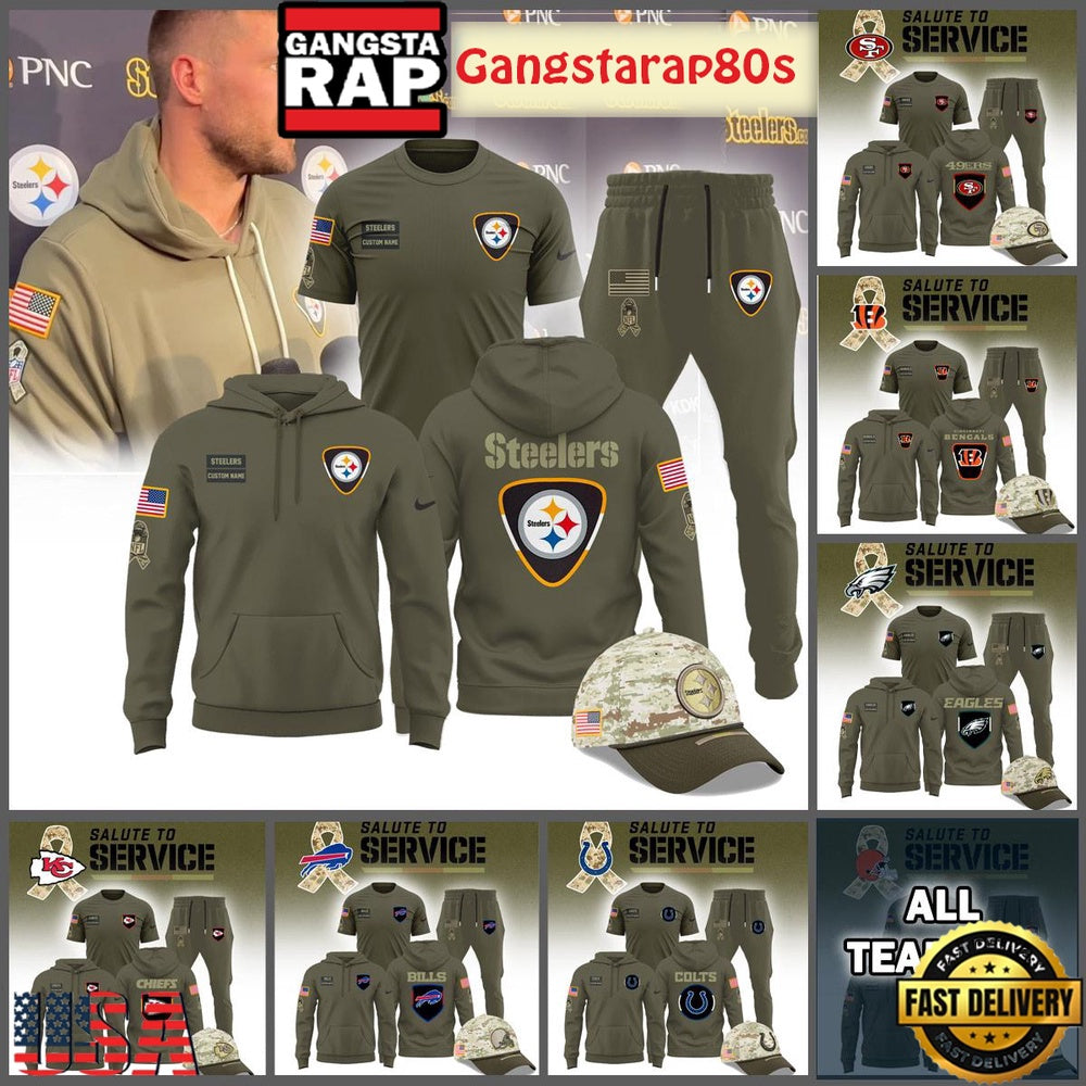 All Team NFL Salute To Service 2025 New Edition All Over Print Hoodie Joggers Set