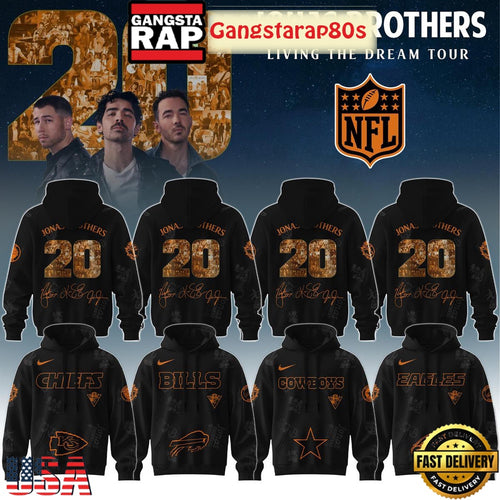 All Teams NFL x Jonas Brothers Living The Dream Tour 2025 Unisex Hoodie