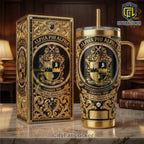 Alpha Phi Alpha Luxury Crest 3D Gold-Plated Stainless Steel Tumbler