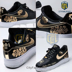 Alpha Phi Alpha Premium Ornate Gold Black Nike Air Force 1 Custom Shoes
