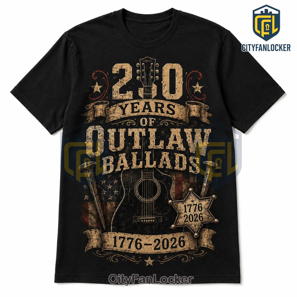 America 250 Outlaw Country Music Vintage Black Unisex Crewneck Shirt