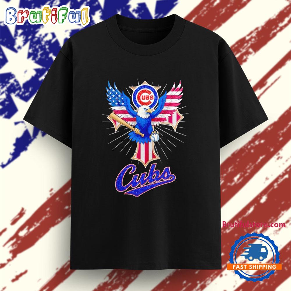 American Flag Bald Eagle Chicago Cubs Logo T Shirt