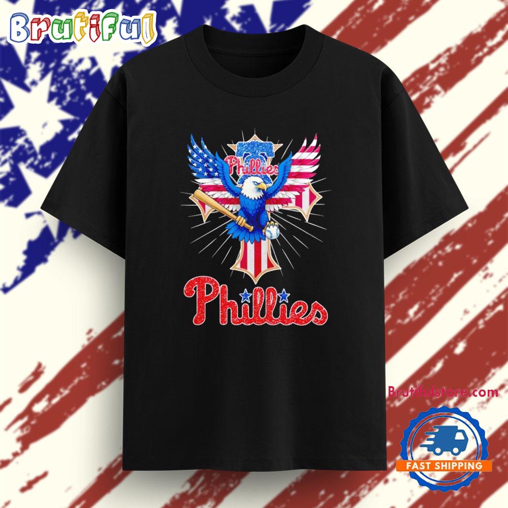 American Flag Bald Eagle Philadelphia Phillies Logo T Shirt