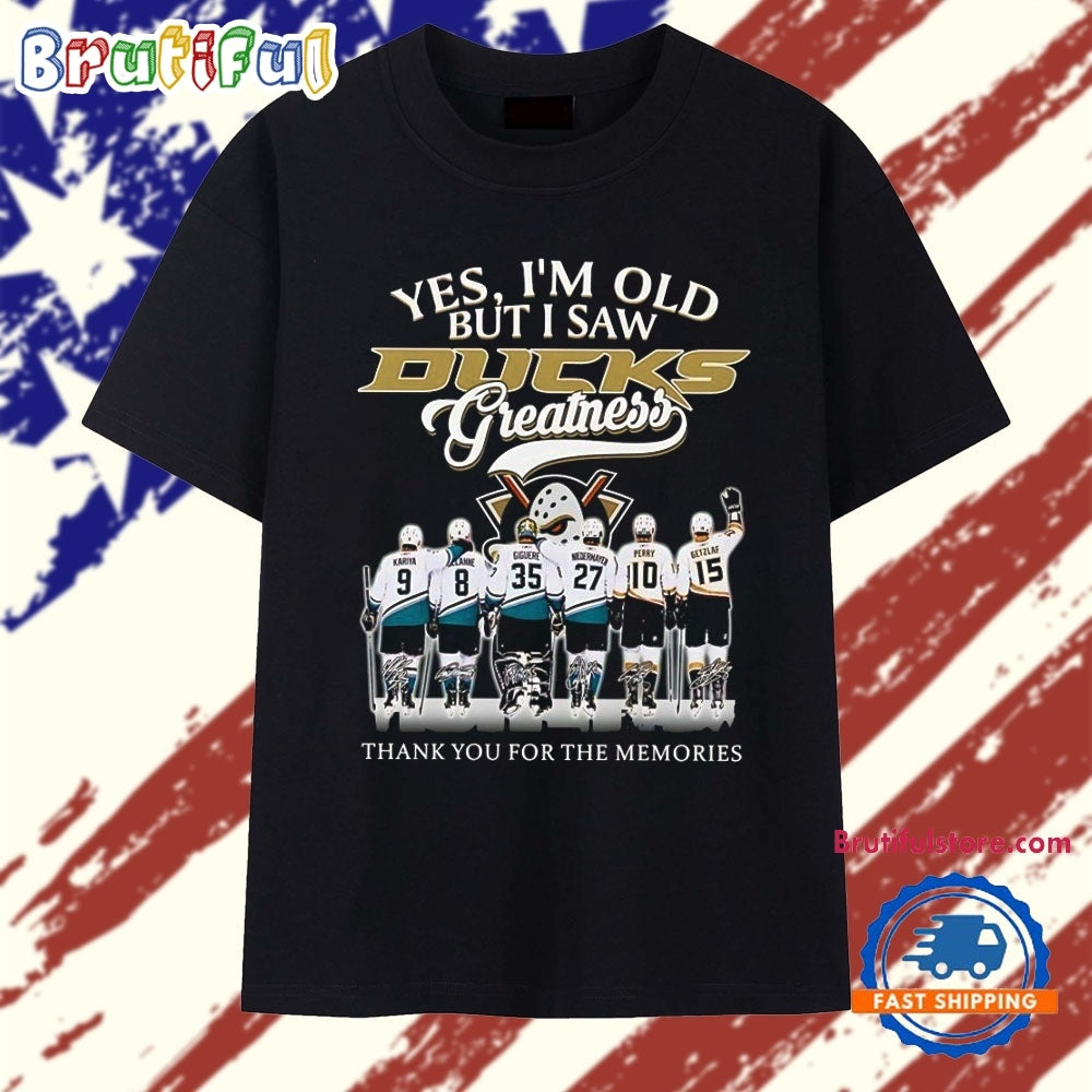 Anaheim Ducks Greatness Kariya Selanne Giguere Niedermayer Perry Getzlaf Signature T Shirt