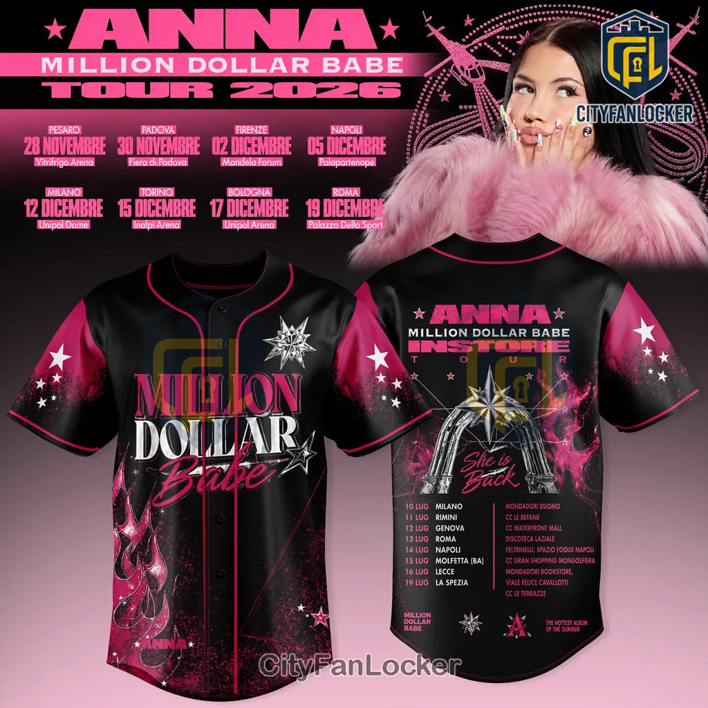 Anna Million Dollar Babe 2026 Tour Black Pink Baseball Jersey
