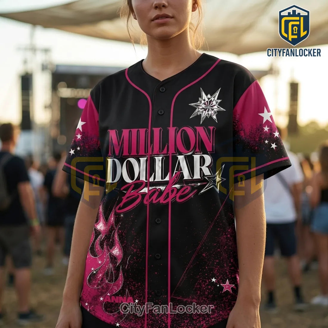 Anna Million Dollar Babe 2026 Tour Black Pink Baseball Jersey