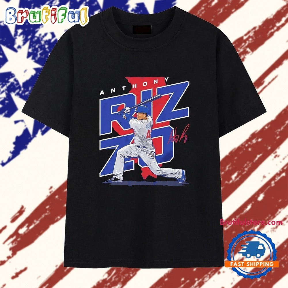 Anthony Rizzo Chicago Cubs distressed batting Illinois signature T Shirt
