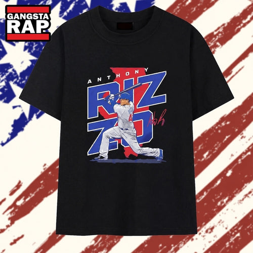 Anthony Rizzo Chicago Cubs distressed batting Illinois signature T Shirt