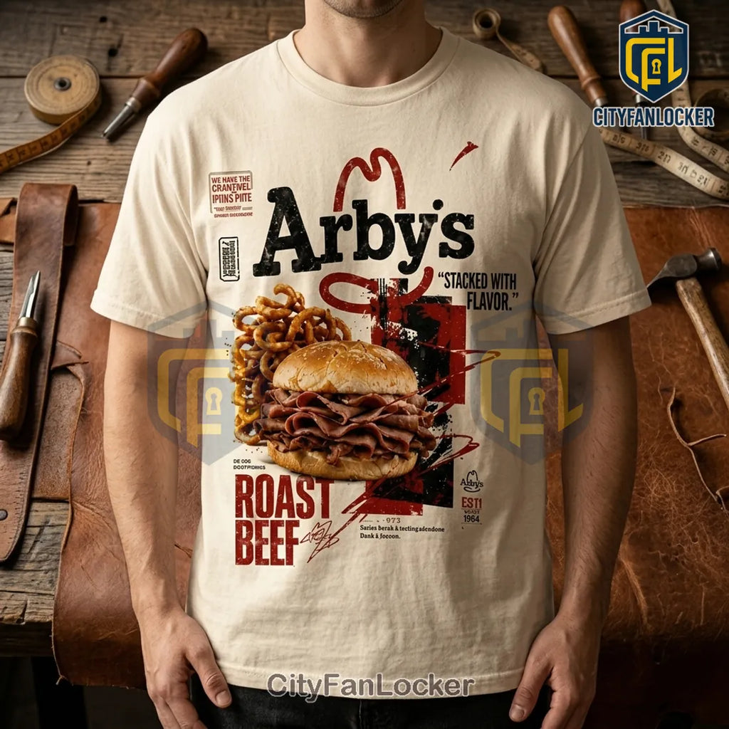 Arbys Stacked With Flavor Beige T-Shirt