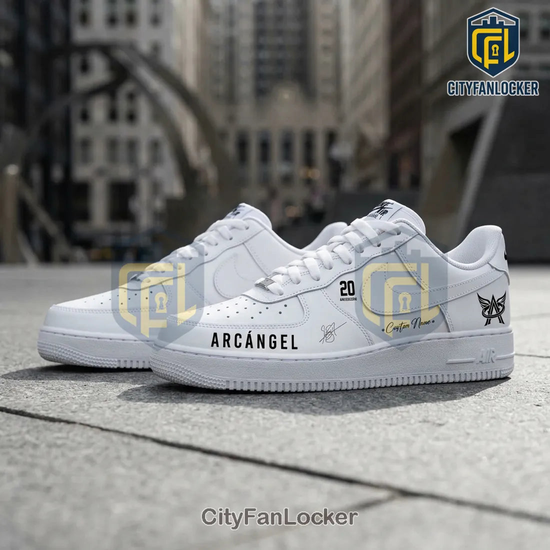 Arcangel 20th Anniversary Custom White Nike Air Force 1 Low Top Sneakers