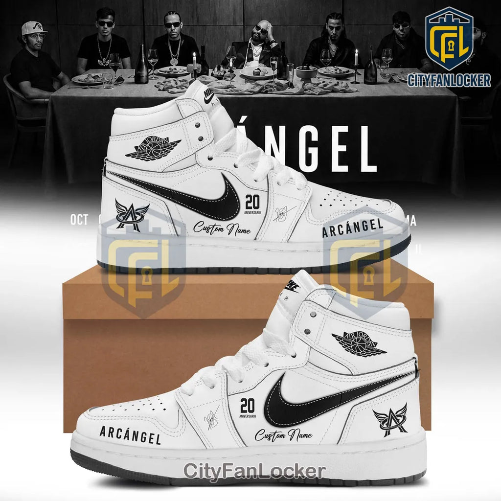 Arcangel x Nike Air Jordan 1 High White Anniversary 20 Edition Custom Shoes