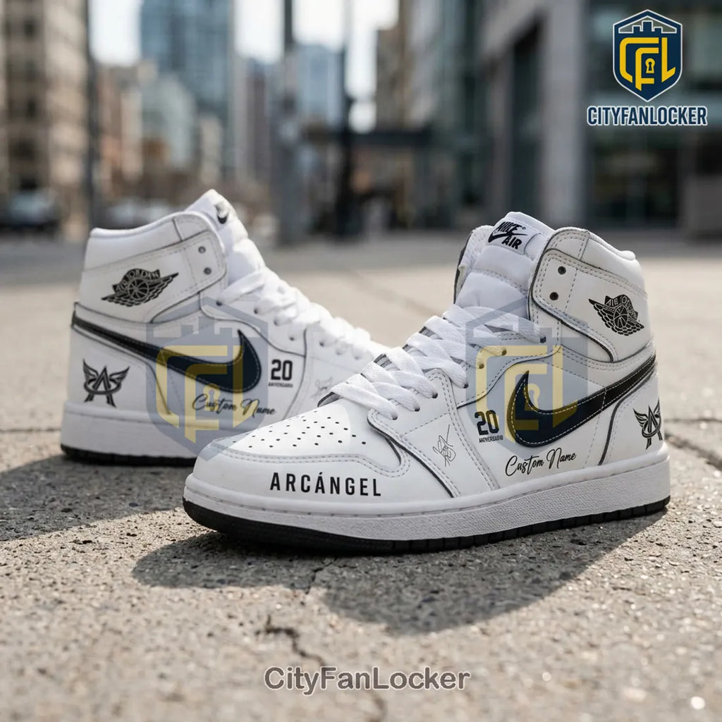 Arcangel x Nike Air Jordan 1 High White Anniversary 20 Edition Custom Shoes