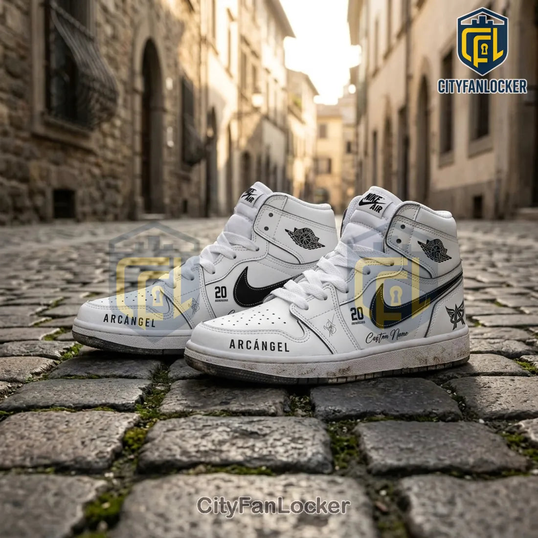 Arcangel x Nike Air Jordan 1 High White Anniversary 20 Edition Custom Shoes