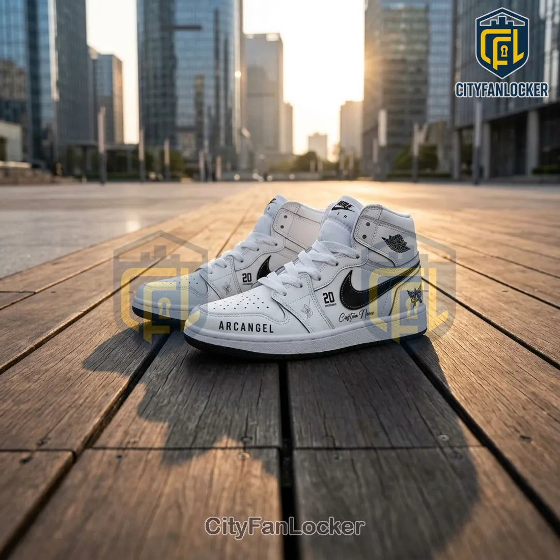Arcangel x Nike Air Jordan 1 High White Anniversary 20 Edition Custom Shoes