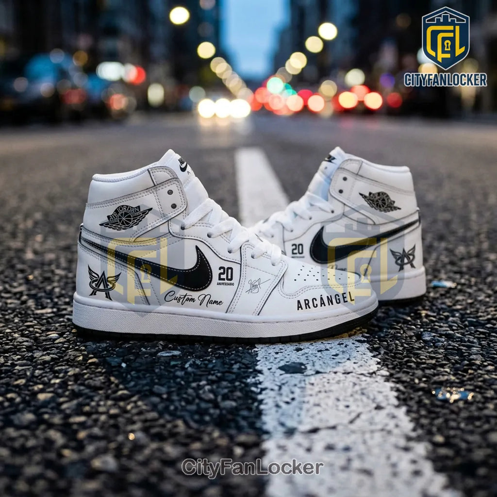 Arcangel x Nike Air Jordan 1 High White Anniversary 20 Edition Custom Shoes