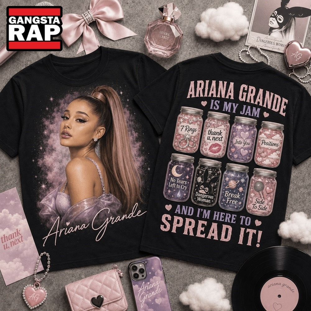 Ariana Grande Is My Jam Songs in Jars Front and Back Hoodie T-Shirt