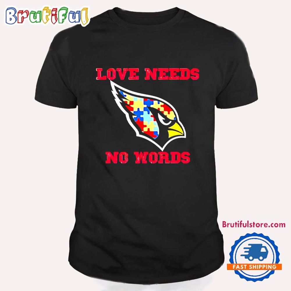 Arizona Cardinals Autism Awareness Love Needs No Words Puzzle Pattern T Shirt