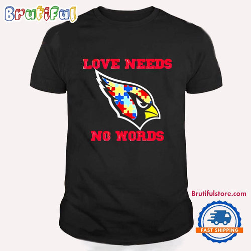Arizona Cardinals Autism Awareness Love Needs No Words Puzzle Pattern T Shirt