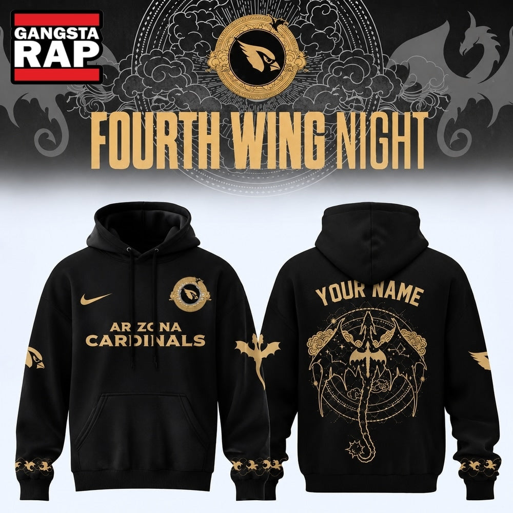 Arizona Cardinals Fourth Wing Night 2026 Custom Black Hoodie