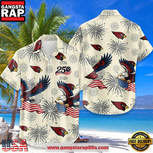 Arizona Cardinals USA Flag 250 Years of Freedom Anniversary 1776-2026 Summer Hawaiian Shirt