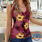 Arizona Cardinals Hibiscus Pattern Women’s V-Neck Ribbed Tank Top