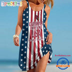 Arizona Cardinals In My Veins USA In My Heart Independence Day Women’s Summer Beach Sling Dress