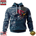 NFL Arizona Cardinals Navy Camo Veteran All Over Print Hoodie