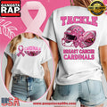 Arizona Cardinals NFL Glitter Tackle Breast Cancer 2025 White Women’s 3D Shirt
