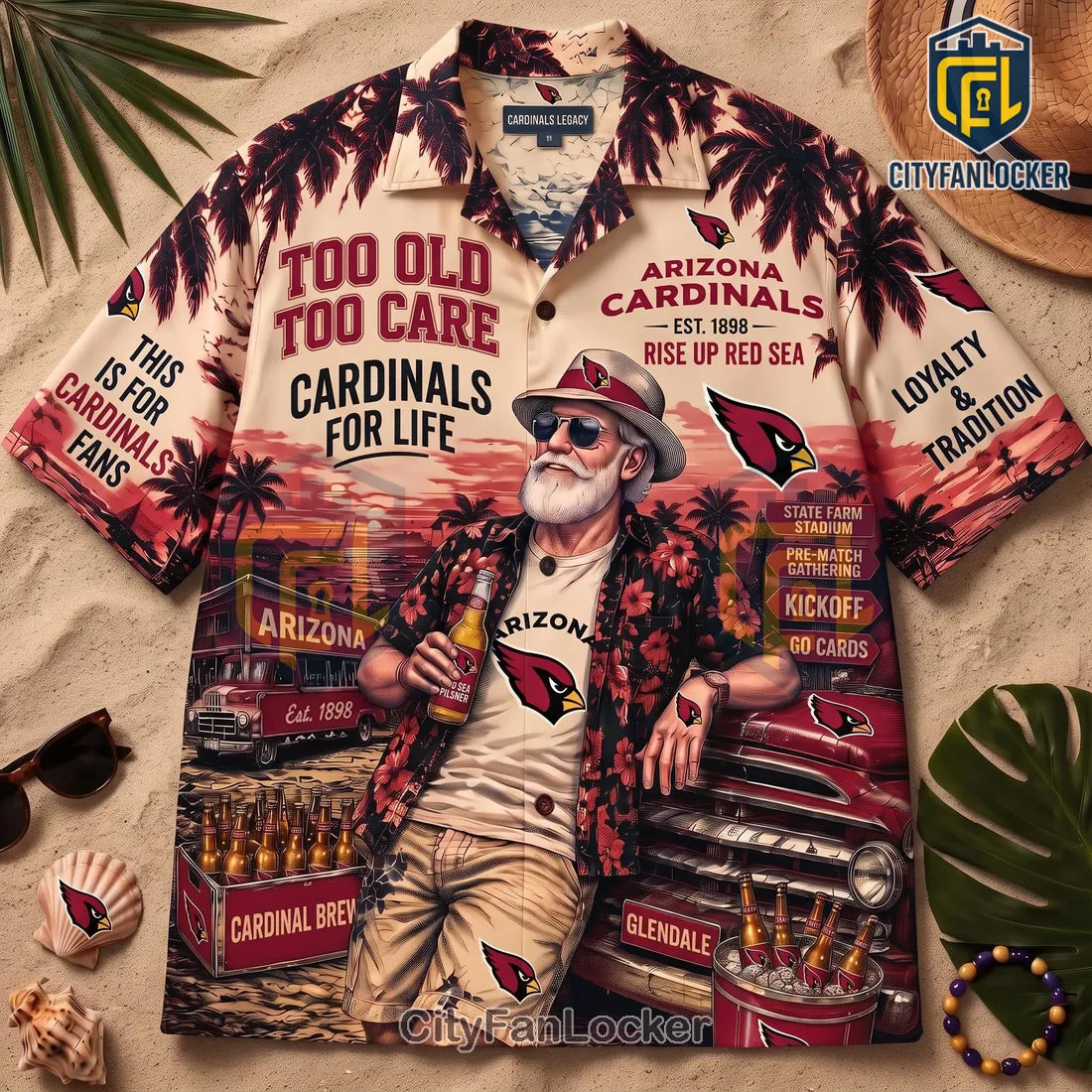 Arizona Cardinals Too Old Too Care Hawaiian Shirt