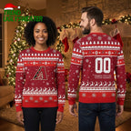 Arizona Diamondbacks Custom Name And Number Snowflake Ugly Christmas Sweater