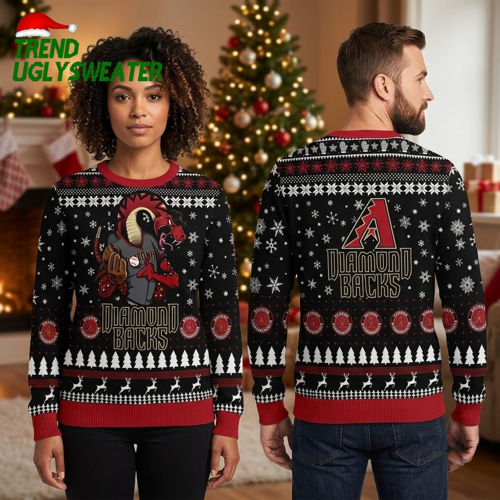 Arizona Diamondbacks Snake Mascot And Reindeer Pattern Ugly Christmas Sweater