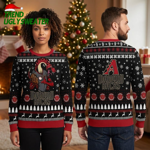 Arizona Diamondbacks Snake Mascot And Reindeer Pattern Ugly Christmas Sweater