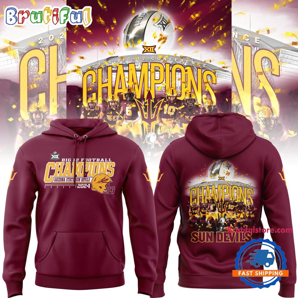 Arizona State University Football 2024 Big 12 Champions Red Hoodie