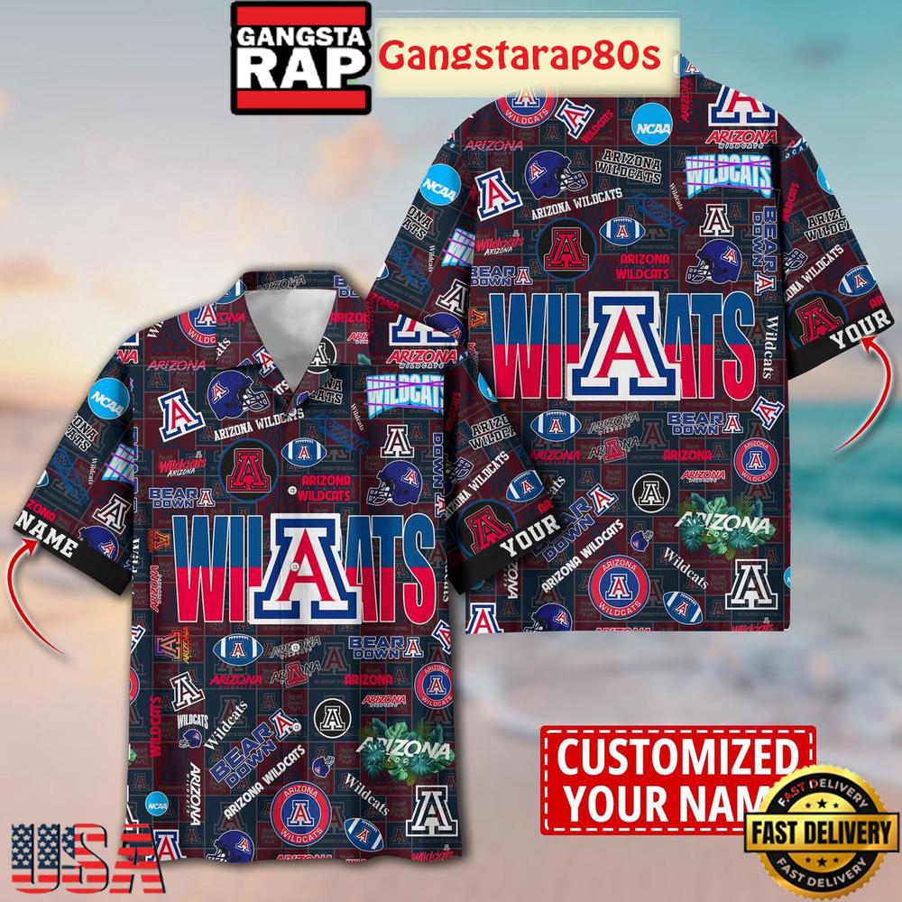 Arizona Wildcats Solgan Bear Down True Fan Spirit Custom Name Aloha Hawaiian Shirt