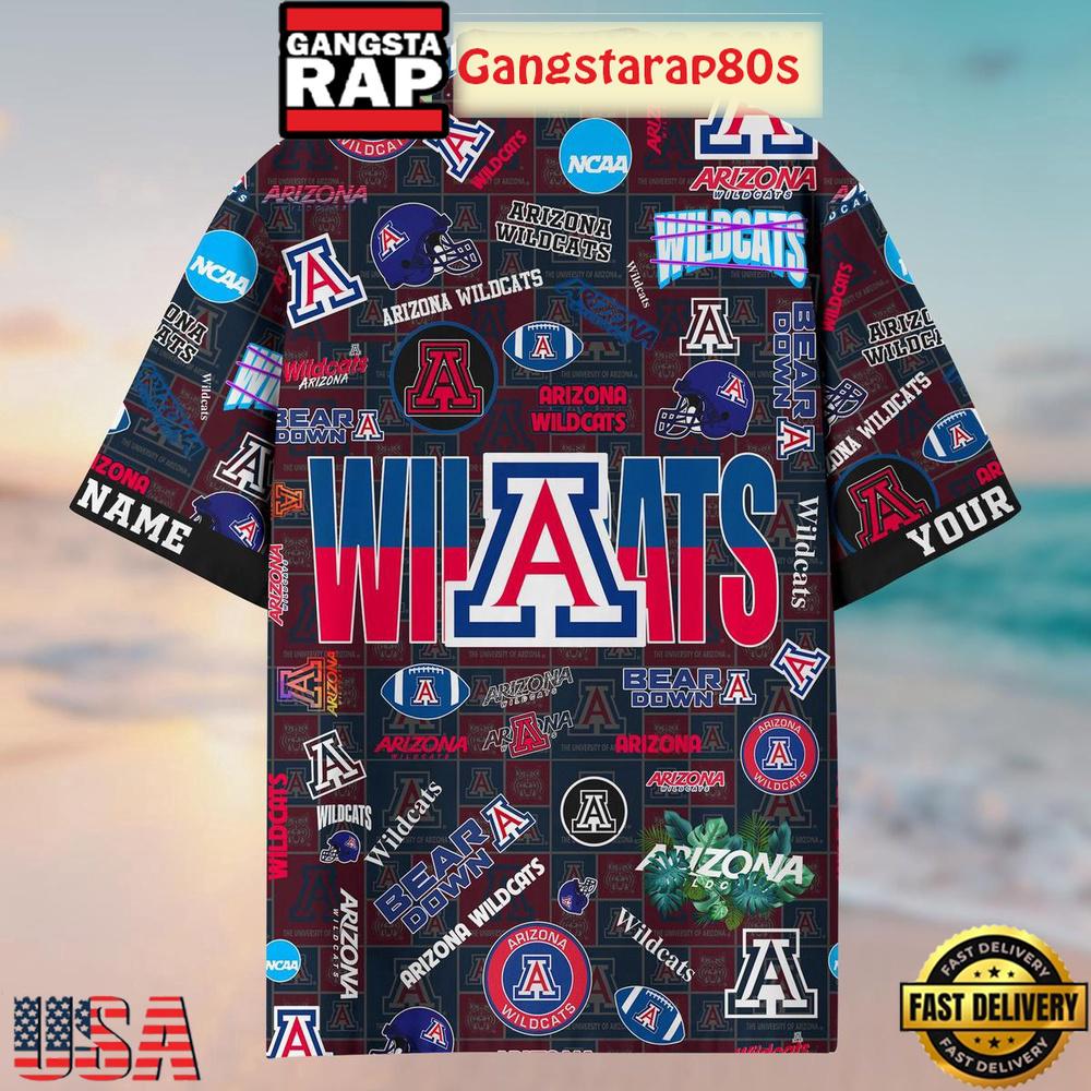 Arizona Wildcats Solgan Bear Down True Fan Spirit Custom Name Aloha Hawaiian Shirt
