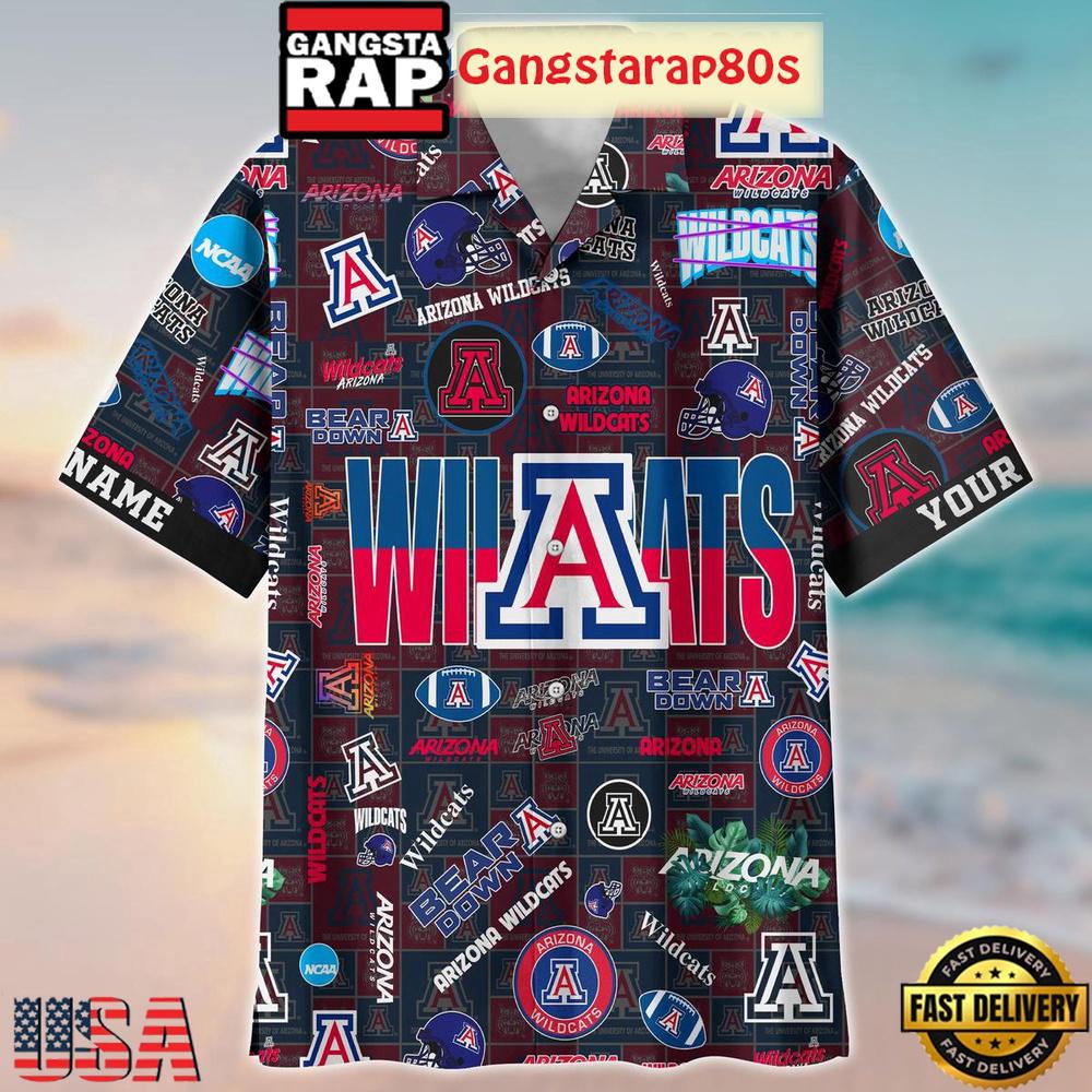 Arizona Wildcats Solgan Bear Down True Fan Spirit Custom Name Aloha Hawaiian Shirt