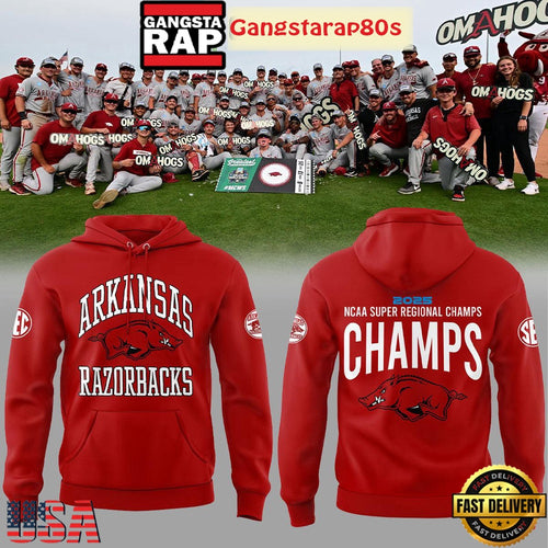 Arkansas Razorbacks Baseball NCAA Super Regional Champions All Over Print T-Shirt Hoodie