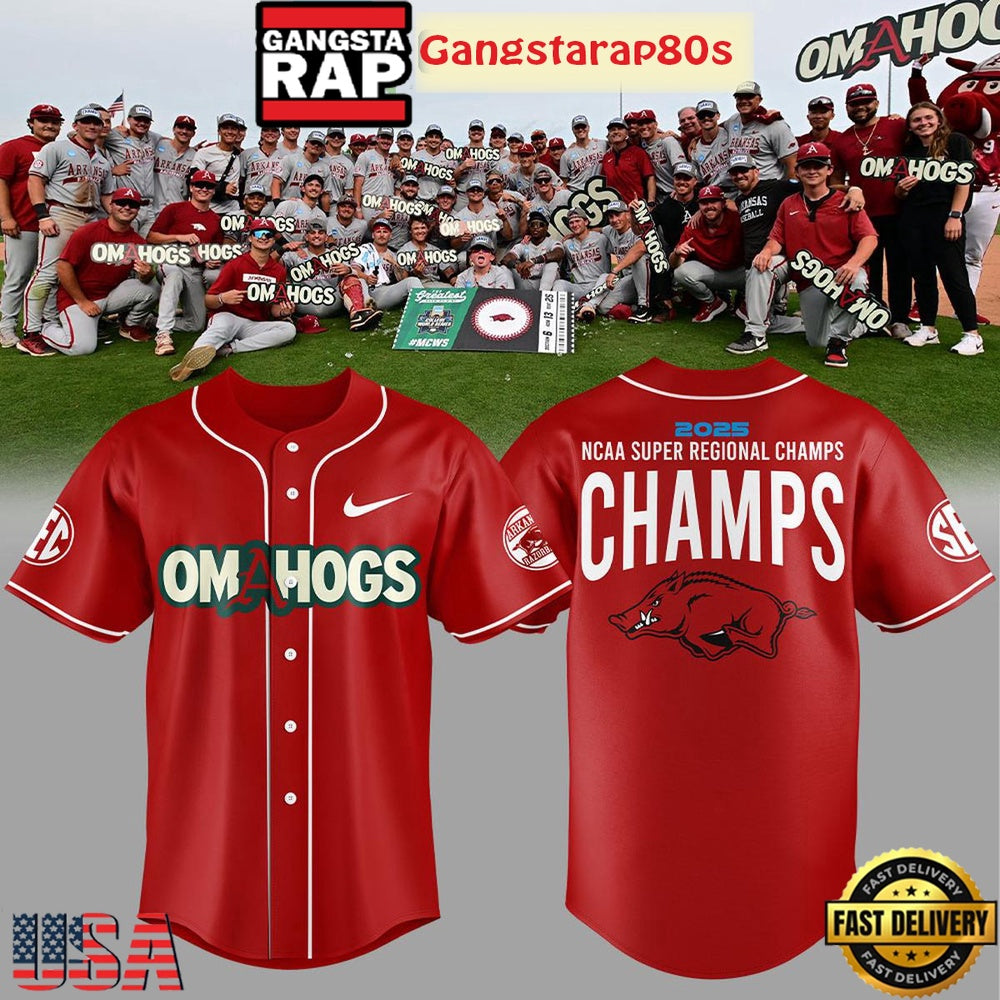 Arkansas Razorbacks Baseball NCAA Super Regional Champions Special Baseball Jersey Shirt