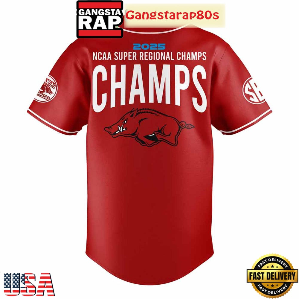 Arkansas Razorbacks Baseball NCAA Super Regional Champions Special Baseball Jersey Shirt