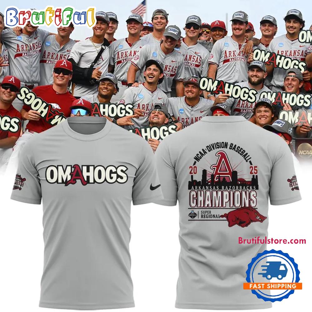 Arkansas Razorbacks Baseball Omahogs Super Regionals Champions Limited Edition 3D Shirt